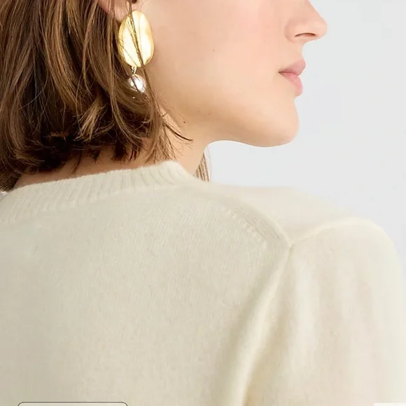 J. Crew Cashmere shrunken crewneck sweater Heather Muslin Beige BG654 NEW MEDIUM - Picture 3 of 9